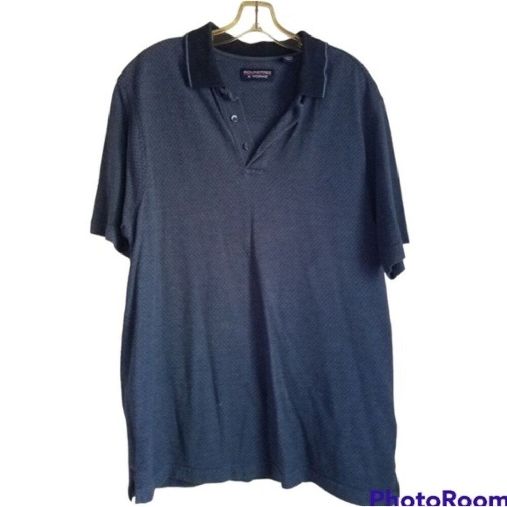 Roundtree & Yorke Blue Diamond Print Polo Size Medium